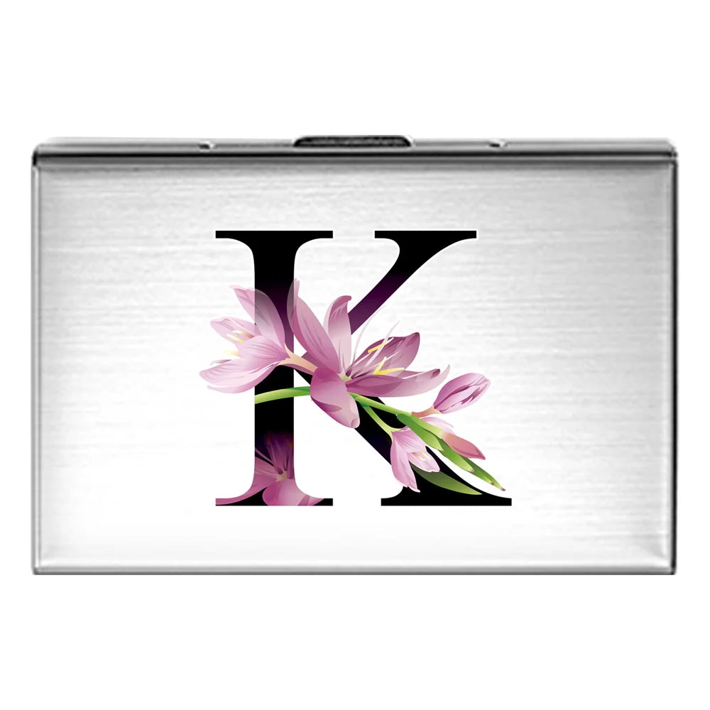 Card Holder RFID Blocking Aluminum Metal Slim Wallet Anti-scan Credit Card Holder Thin Case Small Wallet Flower Color Series
