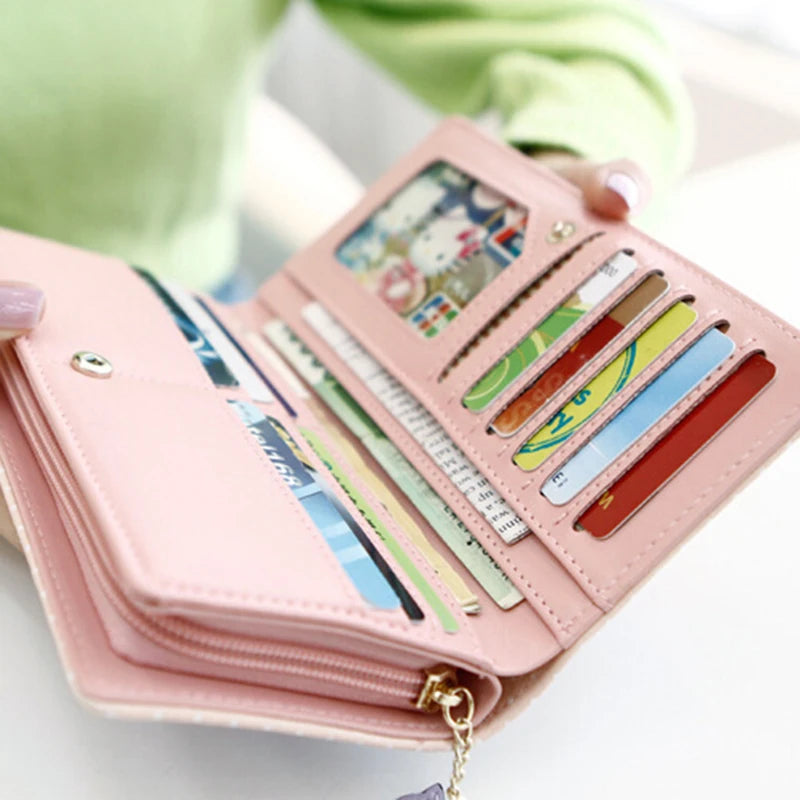 Hemasa  Zip Wallet  Casual  PU Long Large Capacity Coin Purse /Clutch Bag Cute Cat Pattern Wallet