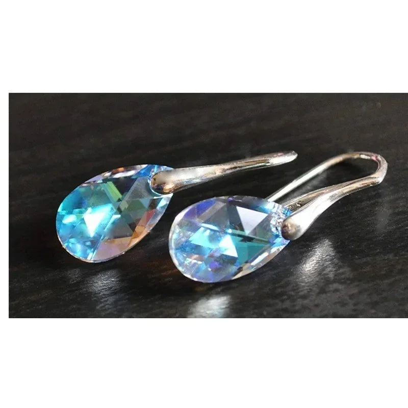 Delysia King Aesthetic Women Colour High-grade Crystal Earrings Trendy Water Drop Versatile Eardrop Best Friend Gift
