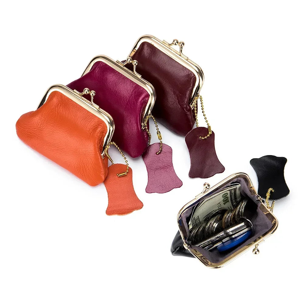 Coin Purse for Women Genuine Cow Leather Ladies Fashion Wallets Small Purses Elegant Wallet
