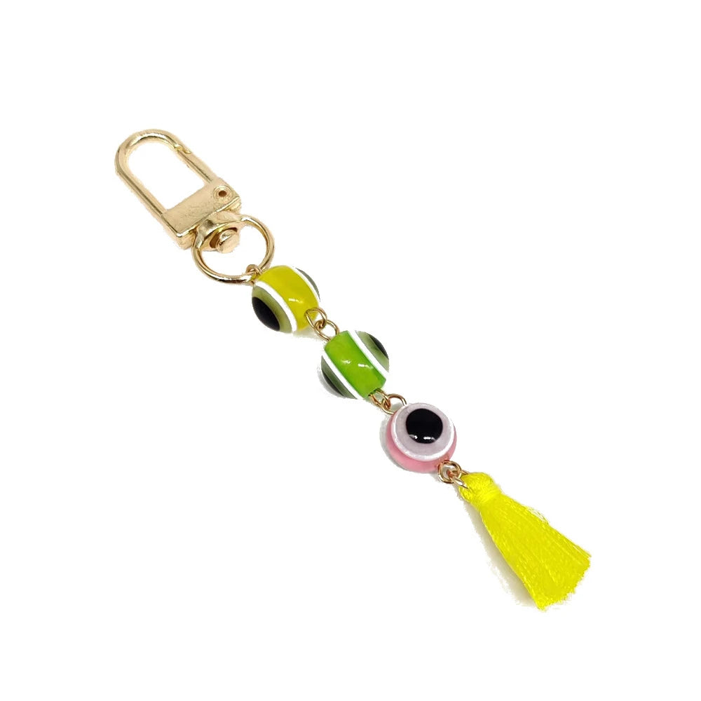 Fashion Blue Devil's Eye Keychain Lucky Talisman Tassel Keyring Bag Pendant for Women Car Trinket Key Ring Key Holder Gift