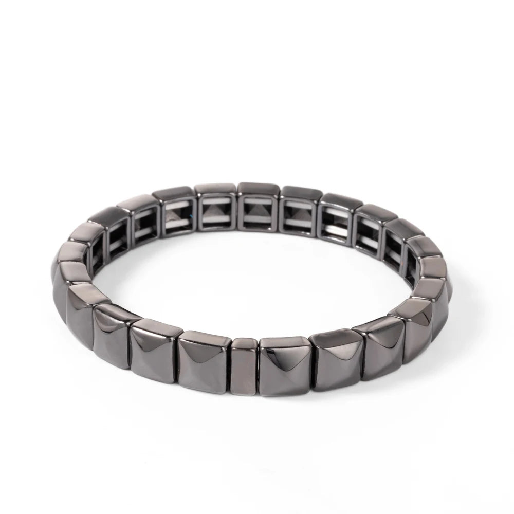 Tejesa Colorful Enamel Square Shape Rhombus Faced Bohemain Geometric Elastic Bracelets For Women
