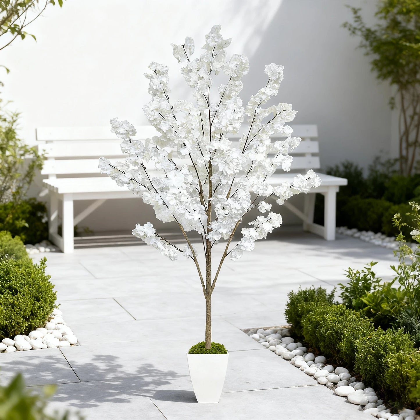160-210cm New White Cherry Blossom Artificial Plant Fake Decorative Plant for Indoor Outdoor for Home Garden room Wedding Party