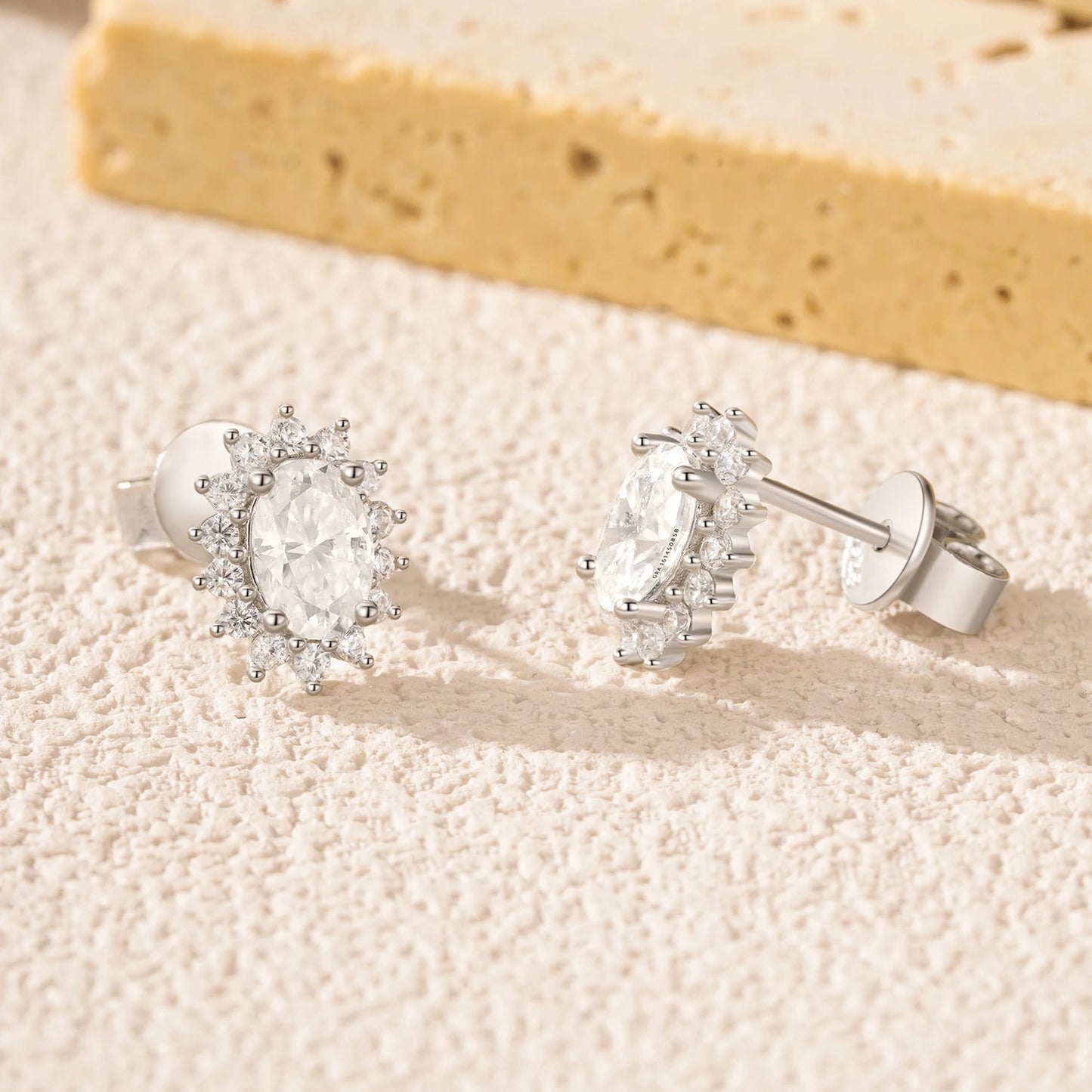 Tejesa Moissanite Halo Earrings 925 Sterling Silver Classic Stud Earrings For Women Luxury Bridal Jewelry