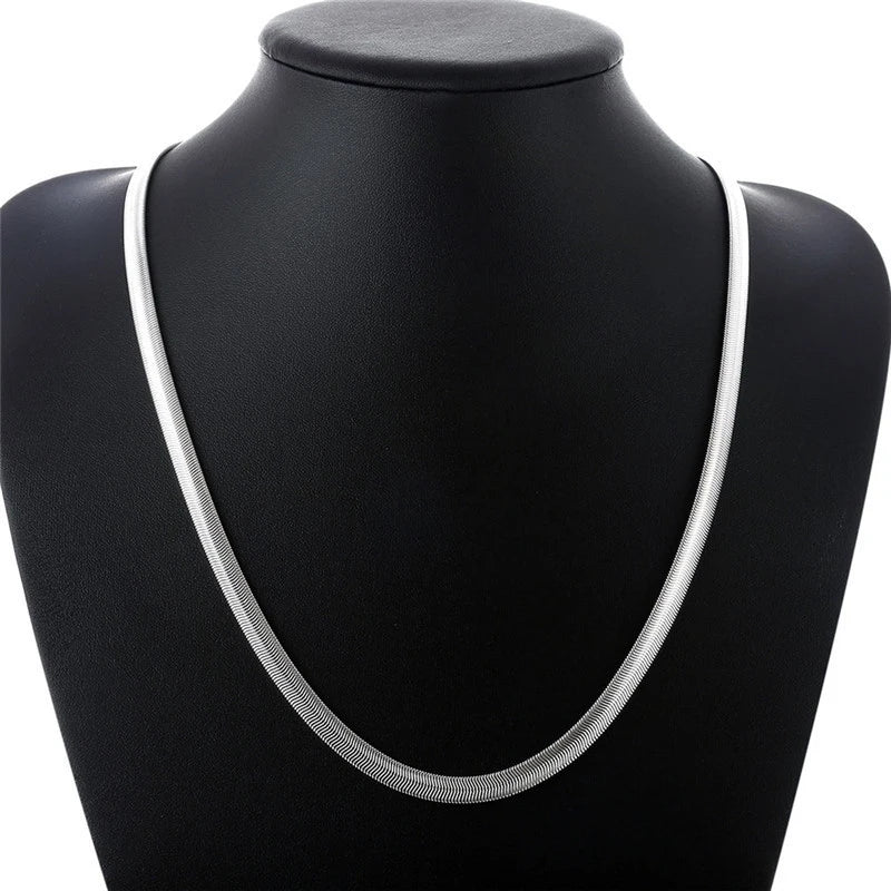 Hemasa  925 Sterling Silver Smooth Snake Man Necklace Chain With Lobster Clasp