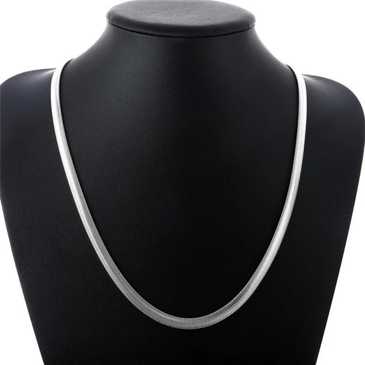 Hemasa  925 Sterling Silver Smooth Snake Man Necklace Chain With Lobster Clasp