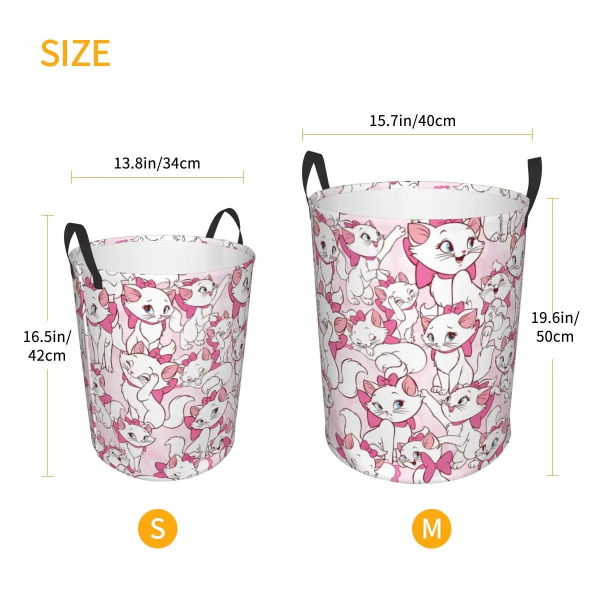 Hemasa Cats   On Pink Laundry Foldable Basket  for Toys / Clothes Hamper Storage Bin for Kids Nursery
