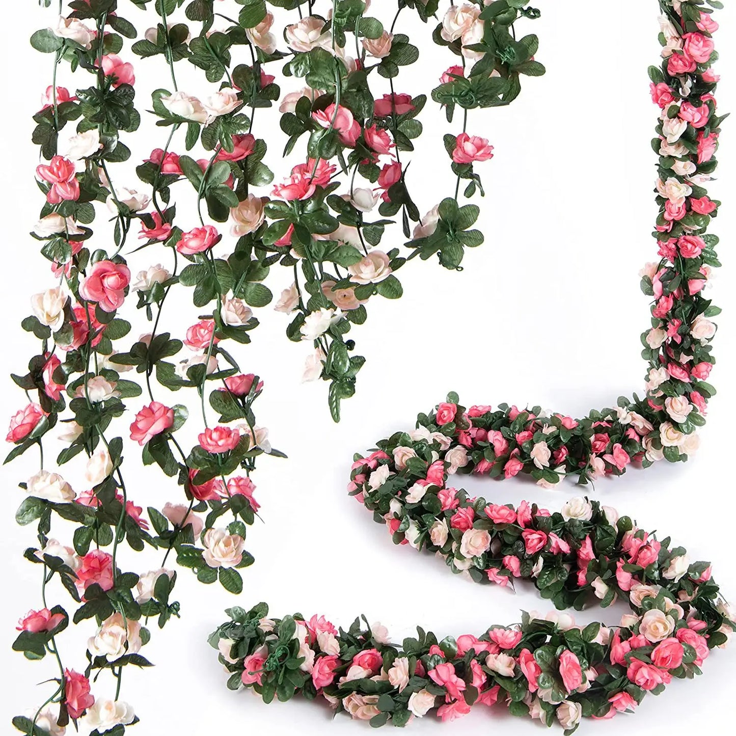 Hemasa 2.5m   4Pcs Artificial Flower Rose Vines Leaves Ivy Christmas Garland Diy Home Garden Wedding Decoration Silk Flowers