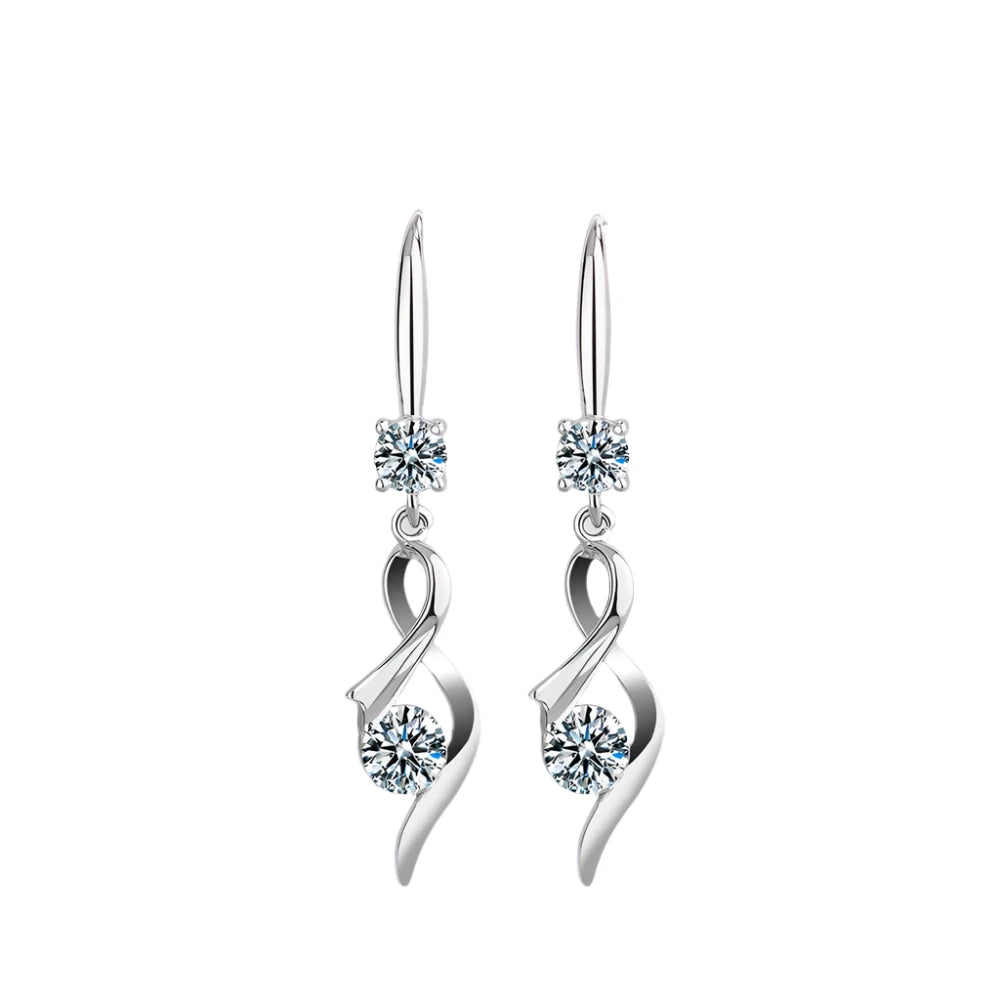 Hemasa 925 Silver Earrings Sweet Pink Zircon Geometric Drop Earrings for Women