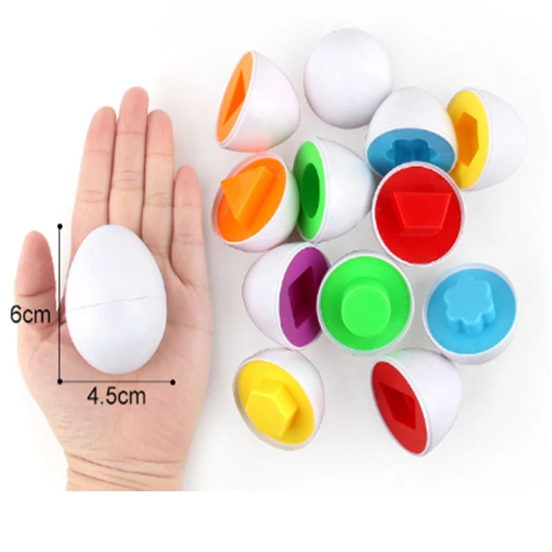 Hemasa 6pcs Montessori Smart Eggs 3D Puzzle Toys for Children Learning Educational Math Toy Kids Color Shape Recognize Match Easter Egg