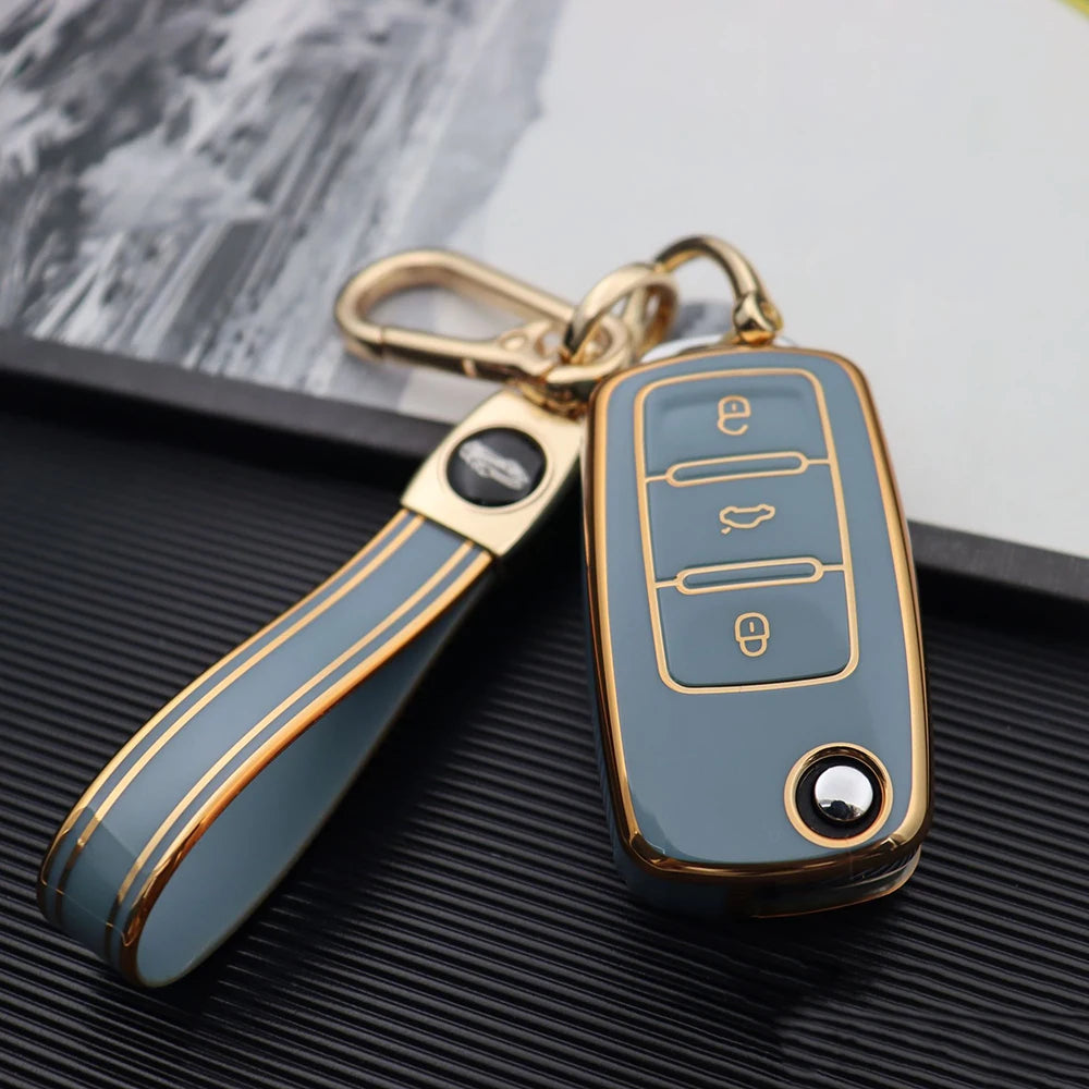 For VW Golf Polo Bora Beetle Tiguan for SKODA Fabia Superb for SEAT Leon Toledo Altea Ibiza TPU Remote Key Fob Case Cover