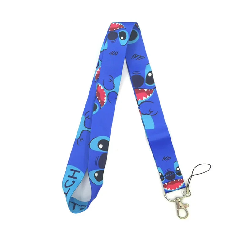 Disney Stitch Lanyard Badge Holder ID Card Lanyards Mobile Phone Rope Key Lanyard Neck Straps Keychain Key Ring