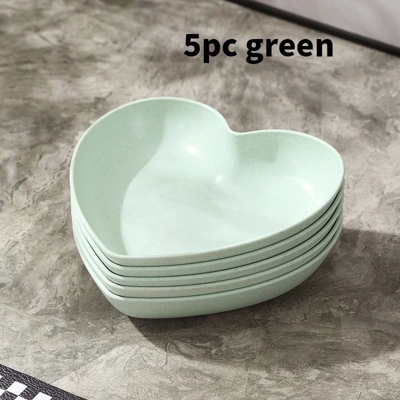 5pcs Love plate Home table bone spitting plate Snack plate Dessert plate Reusable plastic plate