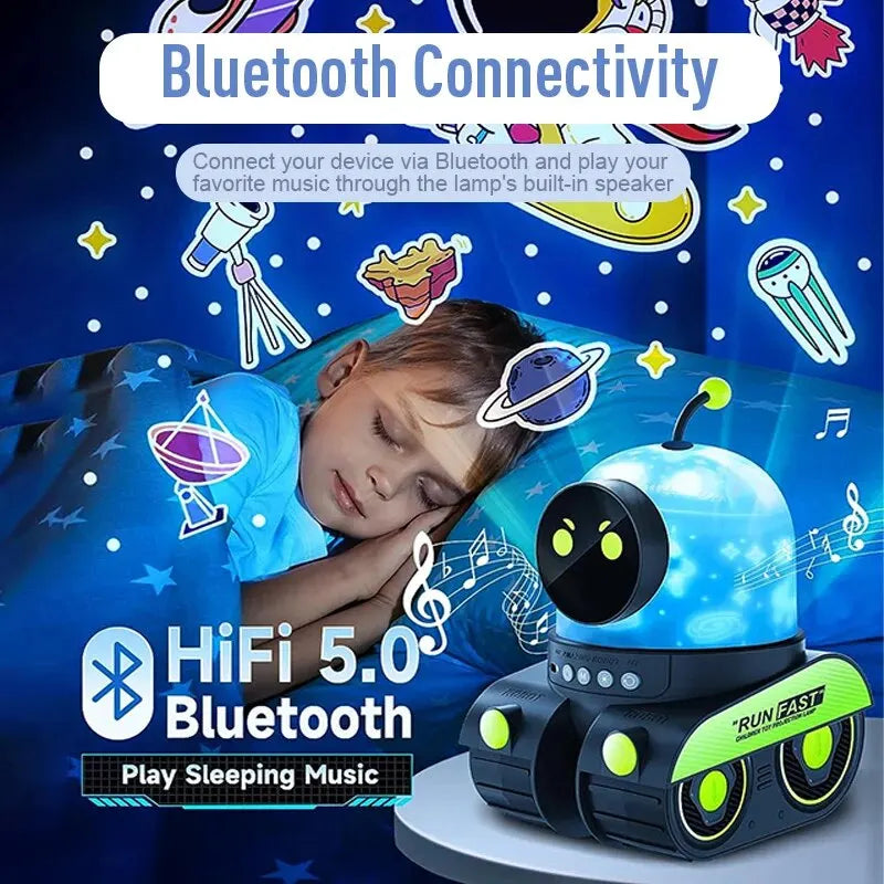 Hemasa LED Night Light Starry Sky Projector Galaxy Robot Projection Lamp Bluetooth Music for Kids Bedroom Home Party Decoration