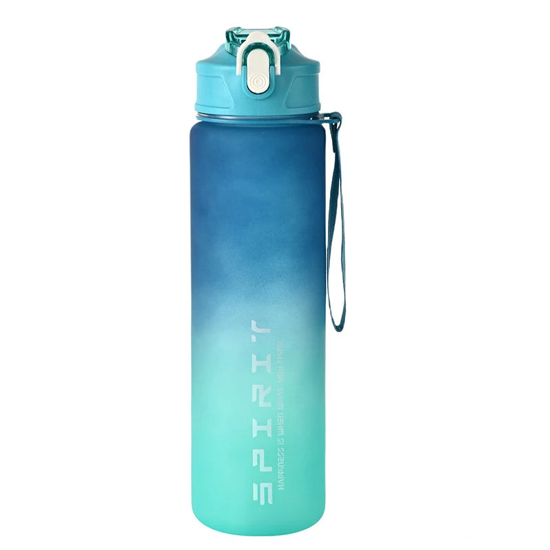 800ml/28oz Large Capacity Sports Water Bottle Leak Proof Colorful Plastic Cup Drinking Outdoor Travel Portable Gym Fitness Jugs