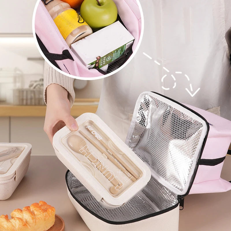 1pc Cinnamoroll & My Melody Lunch Bag, Reusable Fashionable Portable Preppy Style Insulated Cooler Tote Office, School, Beach