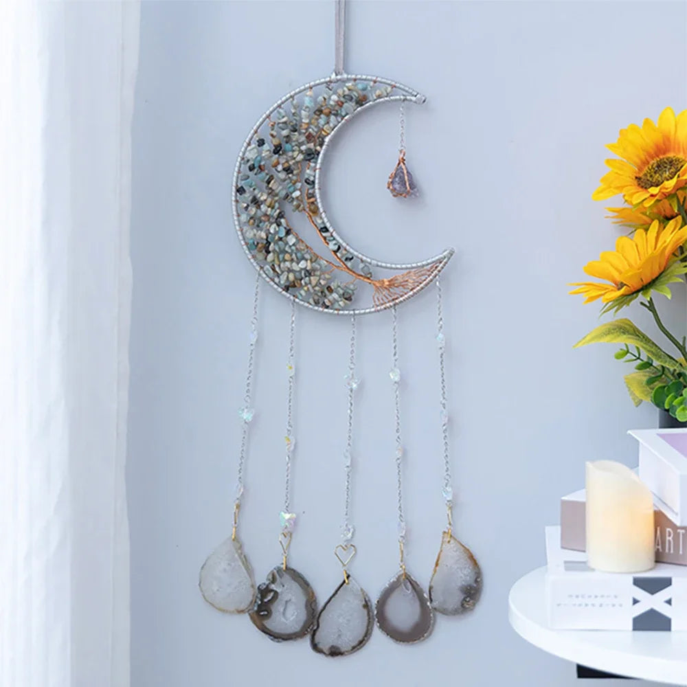 7 Chakra Gemstones Tree Of Life Dream Catchers  Natural Agate Bedroom Wall Hanging Crystal Dream Catcher Home Craft Decorations