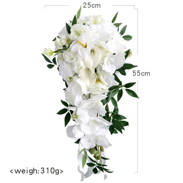 Tejesa Rustic Cascading Wedding Bouquets for Bride /Artificial Flower Waterfall Bridal Bouquet for Wedding