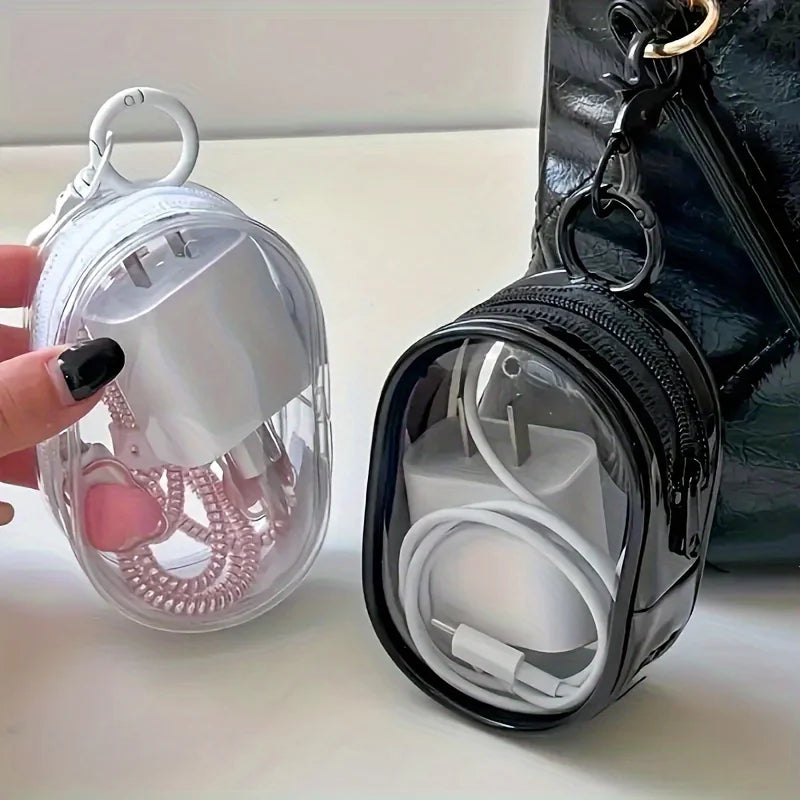 Hemasa Portable Keychain with Lipstick Case  Multi-Functional Travel Organizer for Women  PVC Material  Lobster Claw Clasp