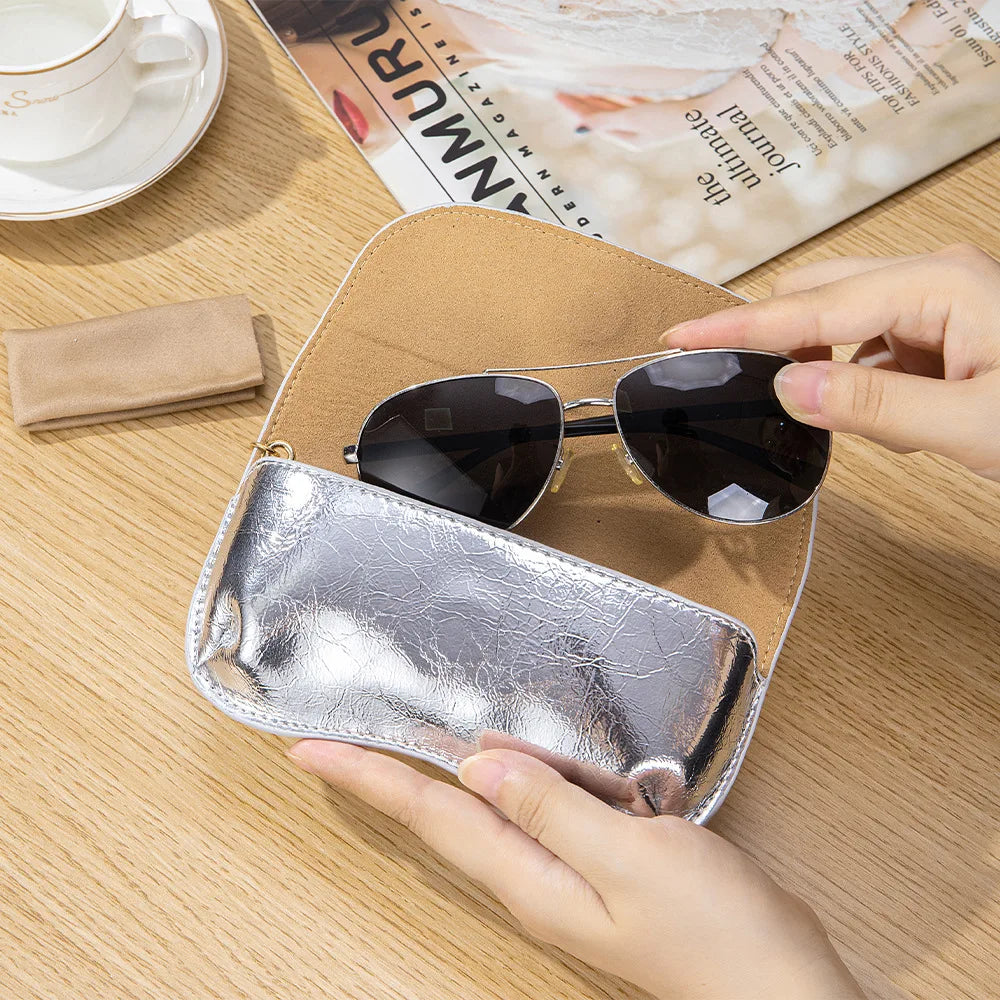 Tejesa Portable Leather Eye Glasses Cases for Women & Men Sunglass Case Unisex Travel Eyeglass Case with Hanging Hook