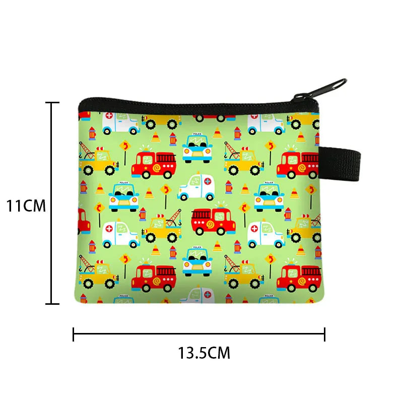 Tejesa Cartoon Coin Purse Keychain Zipper Pouch Kids Wallet Coin Bag Cute Excavator Purses and Handbags Small bag