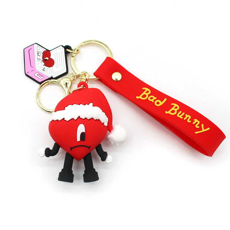 Cartoon Singer Karol G Keychain Heart Bad Rabbit Silicone Pendant Keyring Car Backpack Key Holder Kawaii Jewelry Gifts