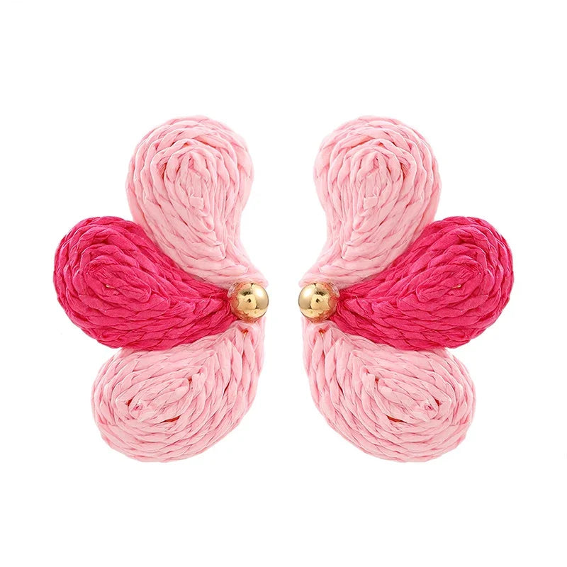 Hemasa Raffia Petal Flower Earrings For Women /Multi Color Fashion Jewelry   For Gife