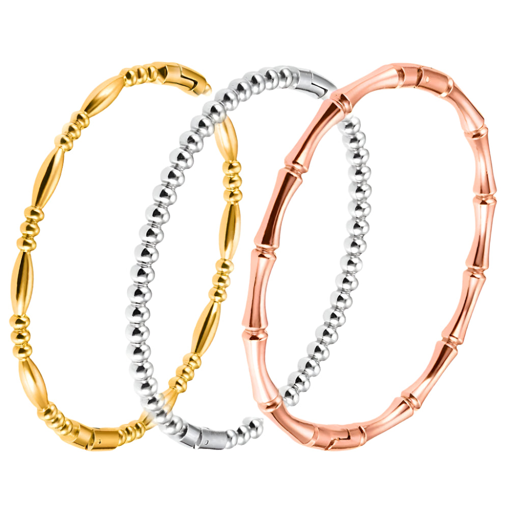 Hemasa Bamboo Cuff Bracelet Stackable Bangle Plain Water Drop Bracelet