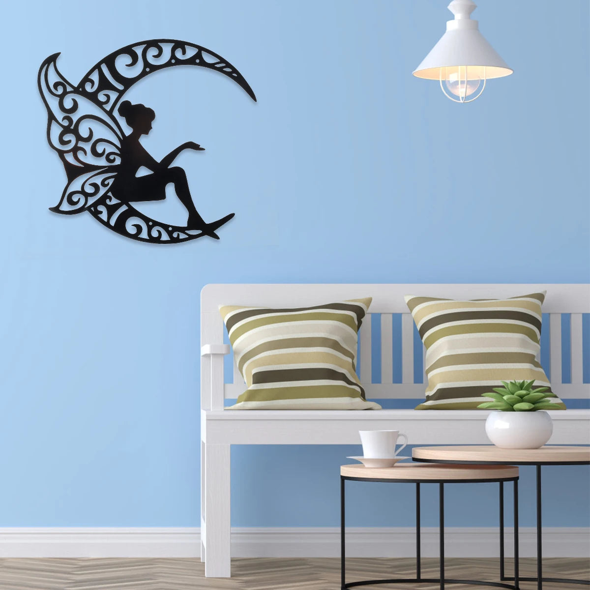 Tejesa Iron Art Silhouette Deco Fairy painting Wall Ornament for Home Bedroom Corridor Wall Sticker Background Wall Romantic Hangings