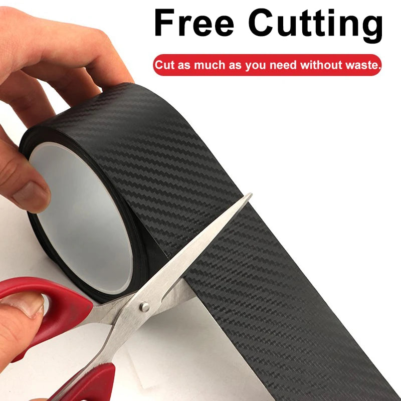 Tejesa 3D Carbon Fiber Car Threshold Protection Waterproof Anti Scratch Black Nano Sticker for Car Body DIY Automotive Protective Film