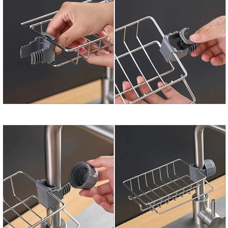 Hemasa Kitchen Stainless Steel Sink Drain Rack Sponge Holder/ Soap Drainer Towel