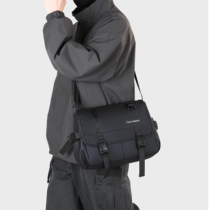 High Quality Soft PU Leather Men's Shoulder Bag Fashion Casual Messenger Bag A4 Book Document Bag Male