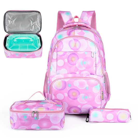 3 Pcs Kids School Backpcak Children School Bags Set Girls Primary Backpack with Lunch Bag Schoolbag Book Bag Kids Mochilas