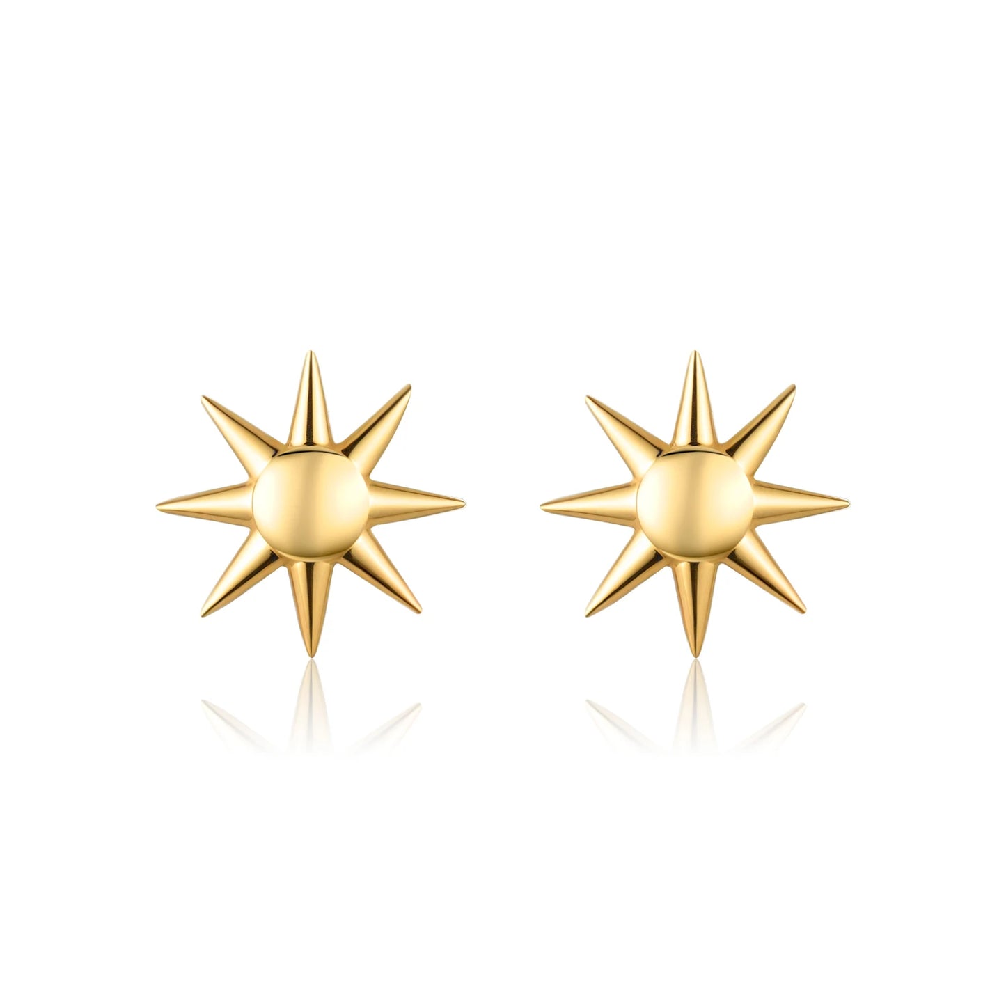 MODIAN 925 Sterling Silver Trendy Delicate Golden Color Sun Unisex Stud Earrings For Men Women Fine Jewelry