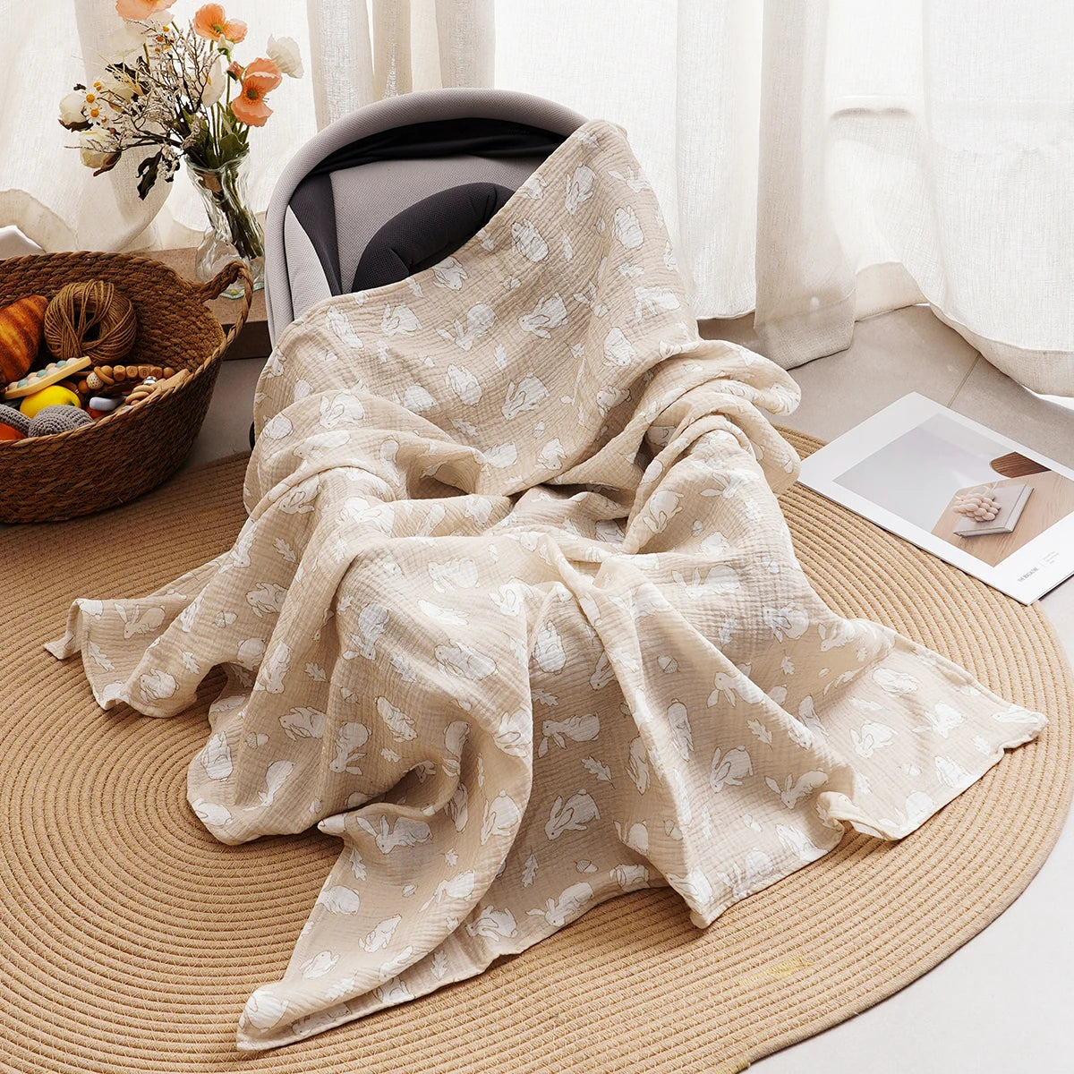 Tejesa All Season 100% Cotton Baby Muslin Swaddle Blanket/ Newborn Bath Towel/100x100cm
