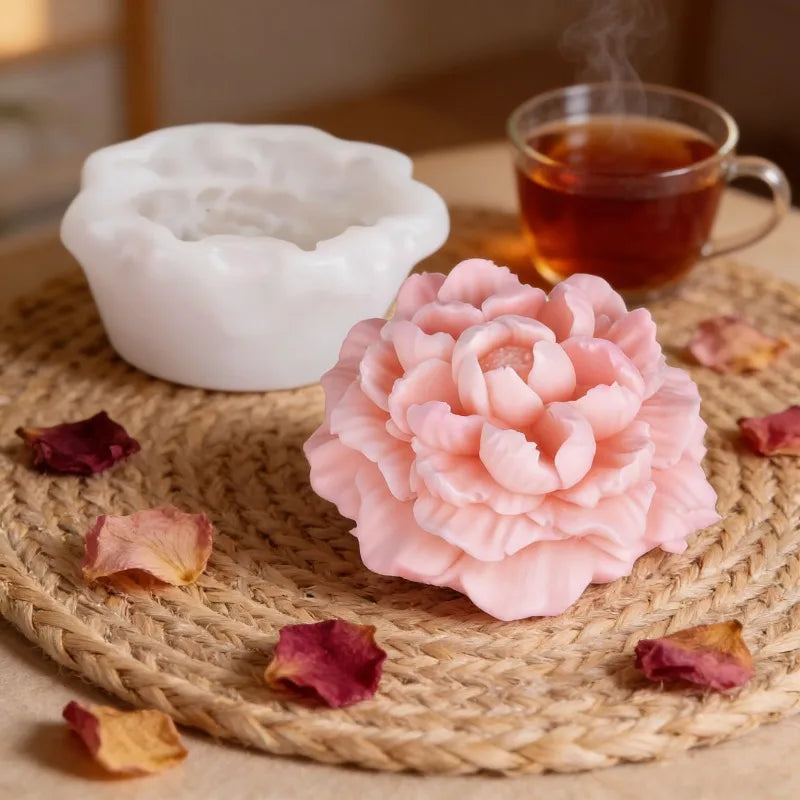 Hemasa Peony Flower Silicone Candle Mold /3D Rose Aromatherapy Gypsum Craft Soap Mold /DIY Chocolate Ice Cake Baking Mold