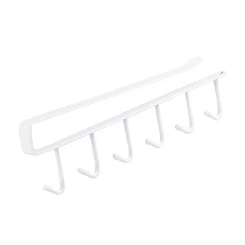1pcs Kitchen Shelf Storage Clothes Hanging Organizer Cup Holder Glass Mug Holder 6 Hooks Storage Rack Kitchen Accessories