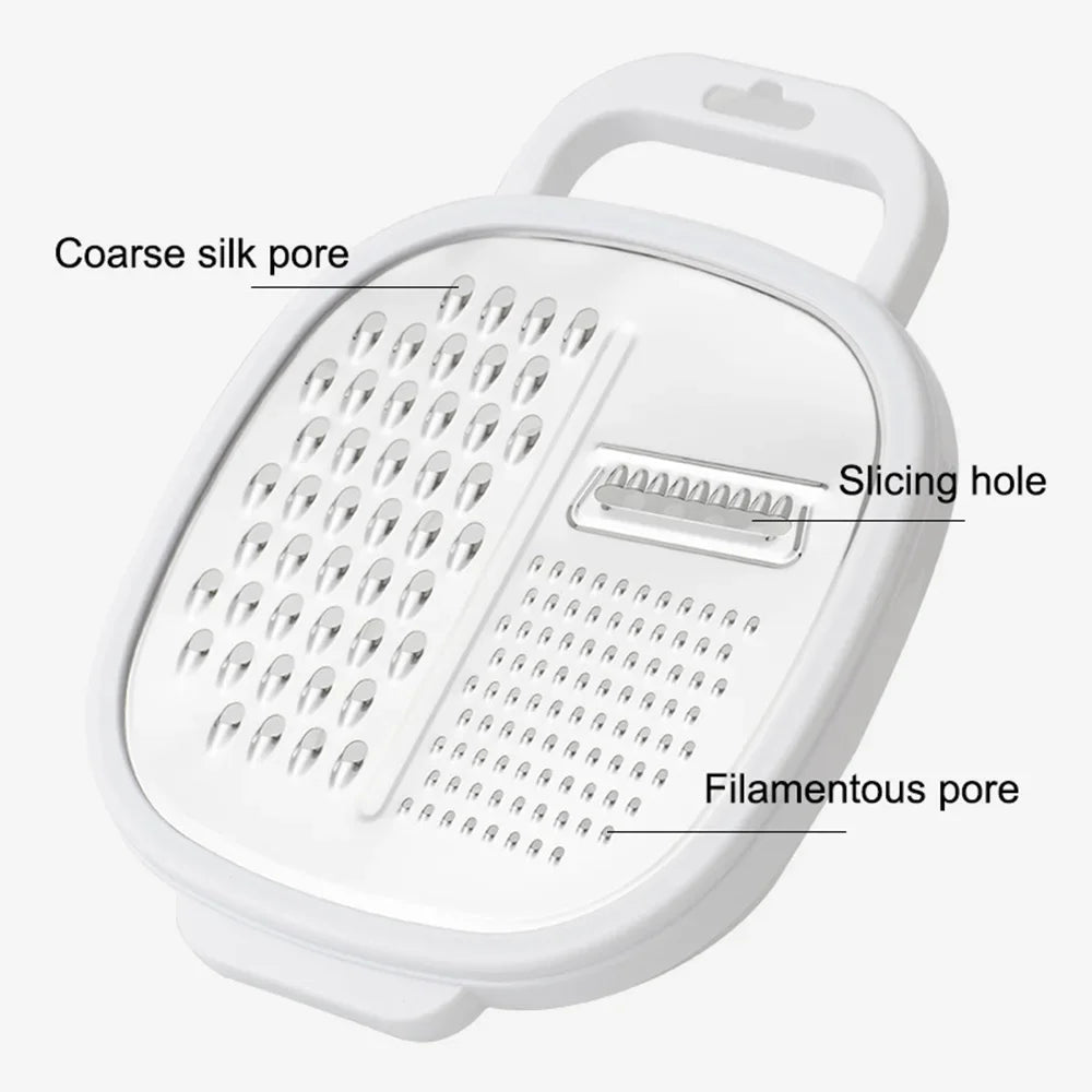 Hemasa  Stainless Steel Cheese Grater and Peeler Set with Container and Lid / Multi-Functional Kitchen Utensil Kit for Vegetables