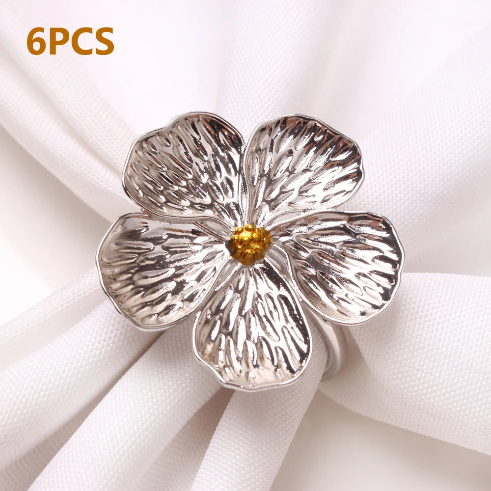 2/4/6/8pcs Simple Plum Napkin Buckle 5 Petals Lucky Flower Napkin Ring for Wedding Christmas Hotel Home Table Decor