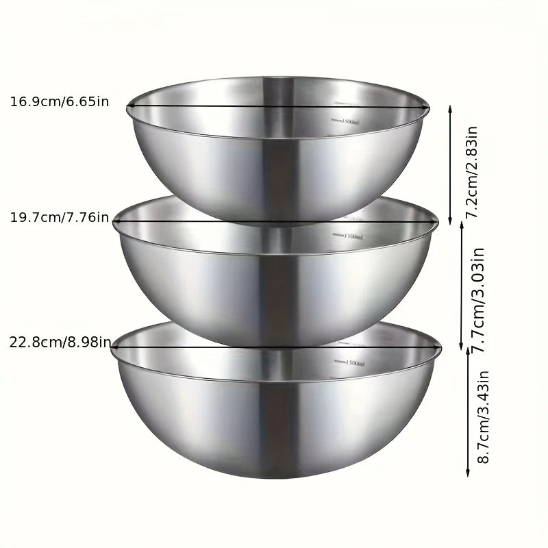 Tejesa 3pcs Stainless Steel Mixing Bowl Set/Cooking/ Baking/ Serving/ Kitchen/mixing Bowl