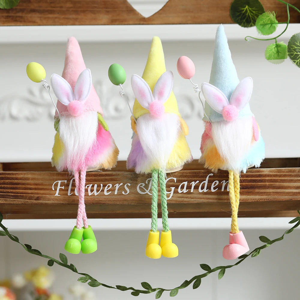 3pcs/set Easter Fairy Plush Elf Eggs Hanging Ornaments Spring Sitting Pixie Doll Home Fairy Theme Party Decor Kids Gifts 2024