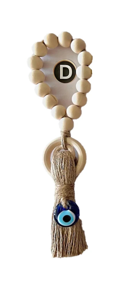 Wooden Guardian Amulet Tassel with Glass Evil Eye Bead Door-Knob Handle Hanging Modern Home Aesthetic Décor Home Decor Gift