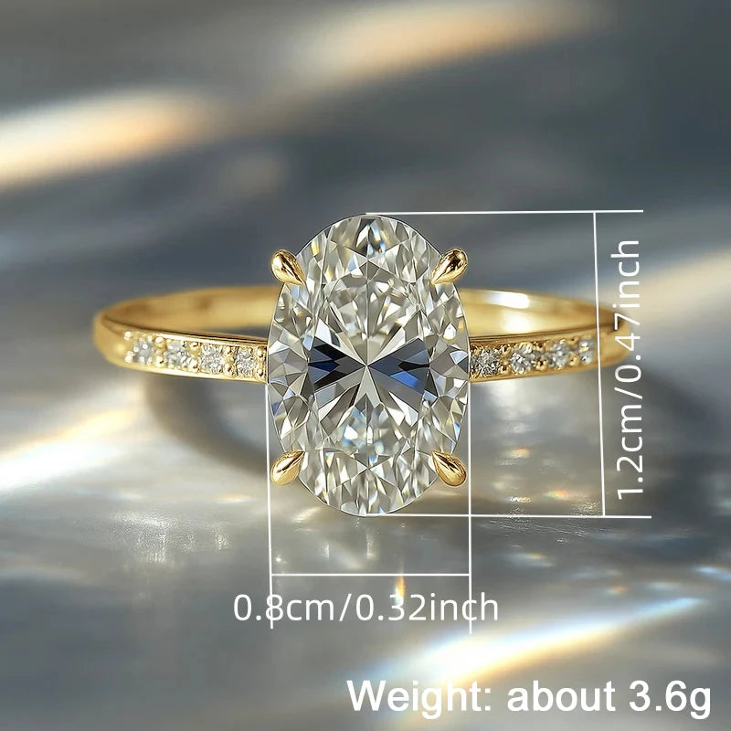Huitan Classic Versatile Women Oval Shining CZ Ring Simple Style Lady Wedding Accessories Silver Color/Gold Color Party Jewelry