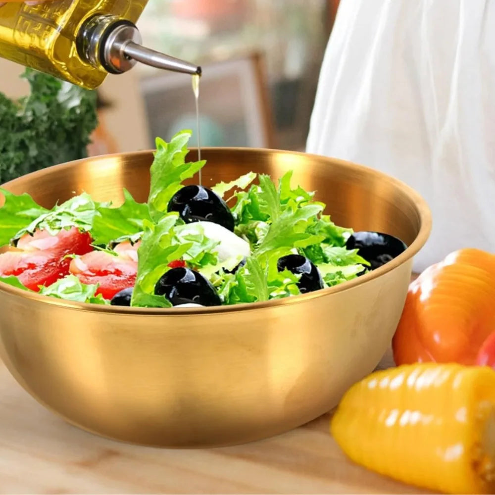 Tejesa 3 Pack Stainless Steel Salad Bowl Set, Oven-safe Kitchen Tableware with Graduated Mixing Bowls