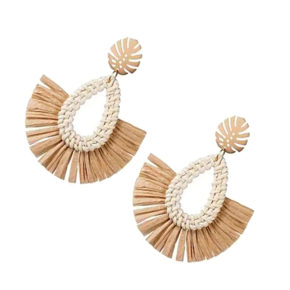 Hemasa 6 Pack Rattan Earrings Lightweight Handmade Bohemia Style Fashion Straw  Ear Studs