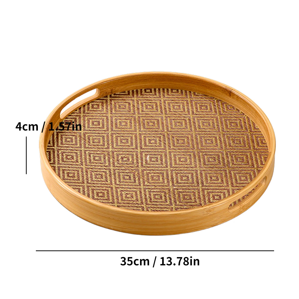 Tejesa Bamboo Round Tray 15.8" Handles / Multi-Purpose Home Kitchen Beverage Storage Restaurant Platter