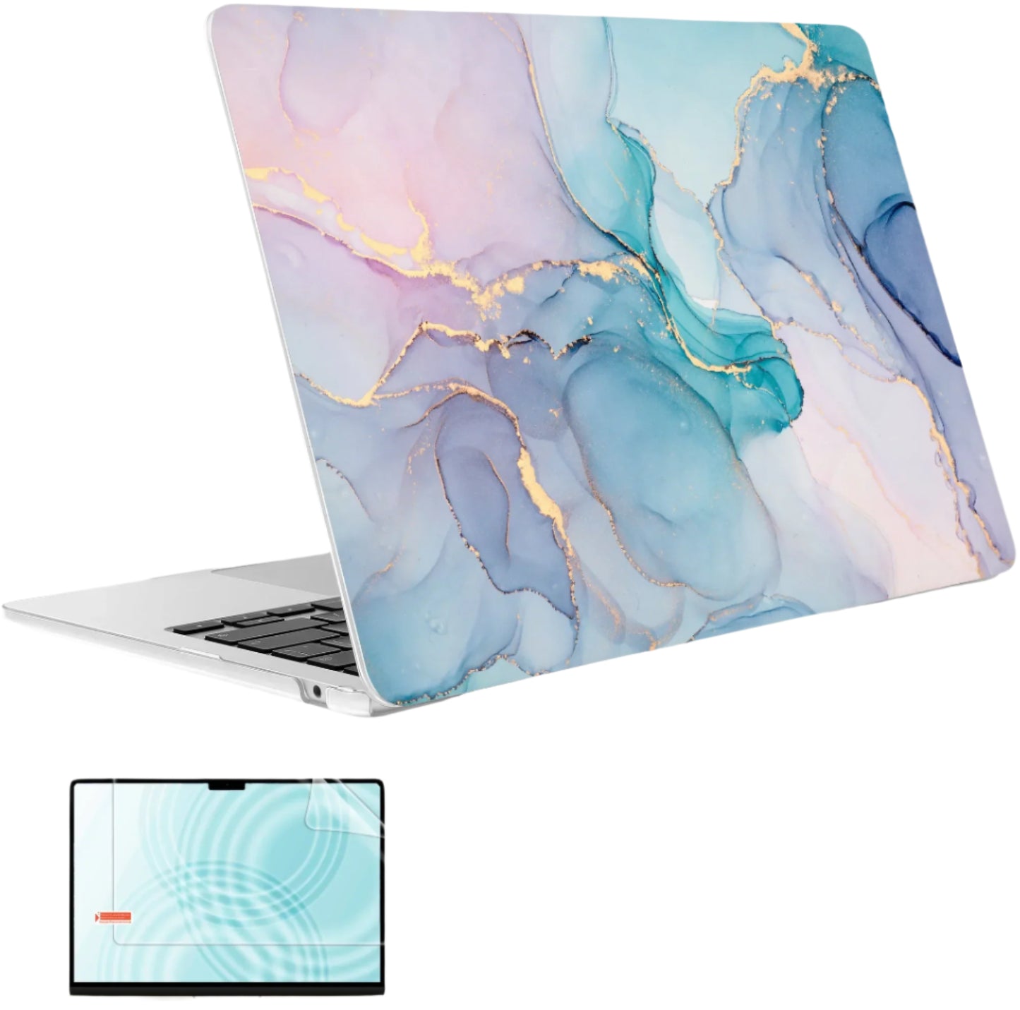 Hemasa Marble Plastic Laptop Case for MacBook M4 Air 13 inch A2337 A2179 A1932 Hard Shell Cover for Mac Pro 13 15 16 2022 A2338 A2251