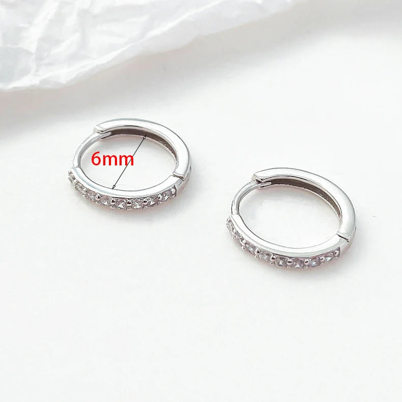 Korean Stainless Steel Round Circle Small Hoop Earrings Women Multicolor Zircon Minimal Punk Cartilage Earring Piercing Jewelry