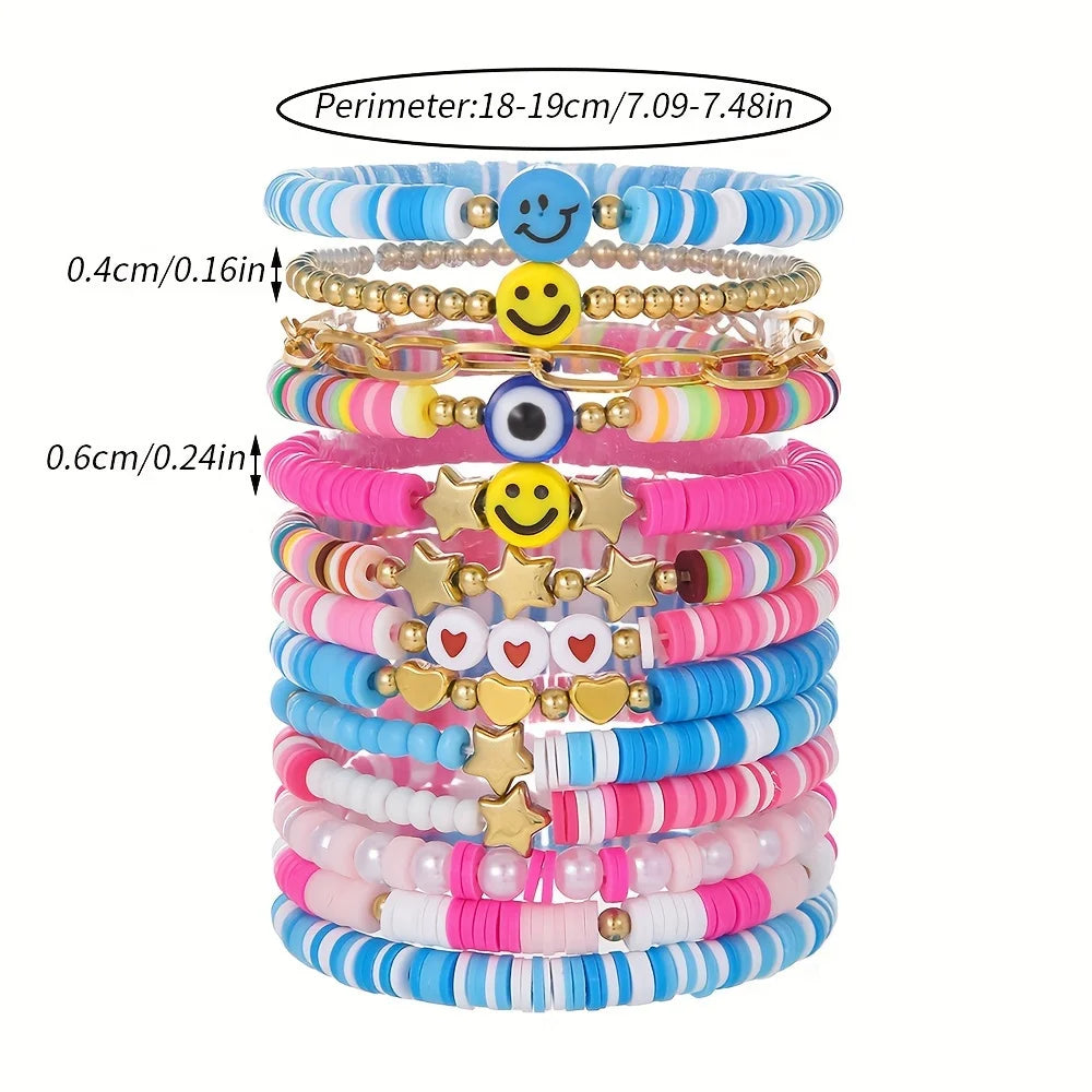 Hemasa  9pcs/set Handmade Beads  Polymer Clay  Bracelet