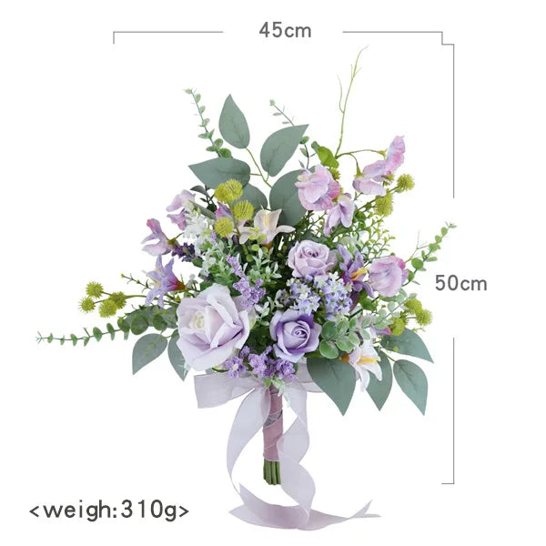 Tejesa  white Colour Handmade Artificial  Flowers  Wedding Bouquet for Bride / Bridal Bouquet for Boho Wedding Ceremony Decor